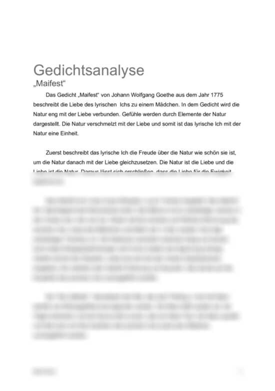 Gedichtanalyse Maifest Von Johan Wolfgang Goethe