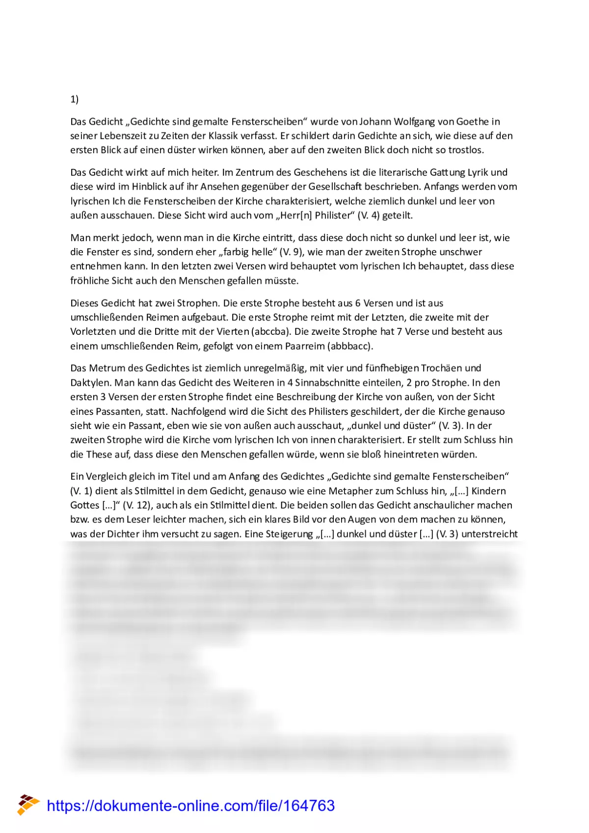 GoetheGedichtsanalyse Mehrwert für Studenten
