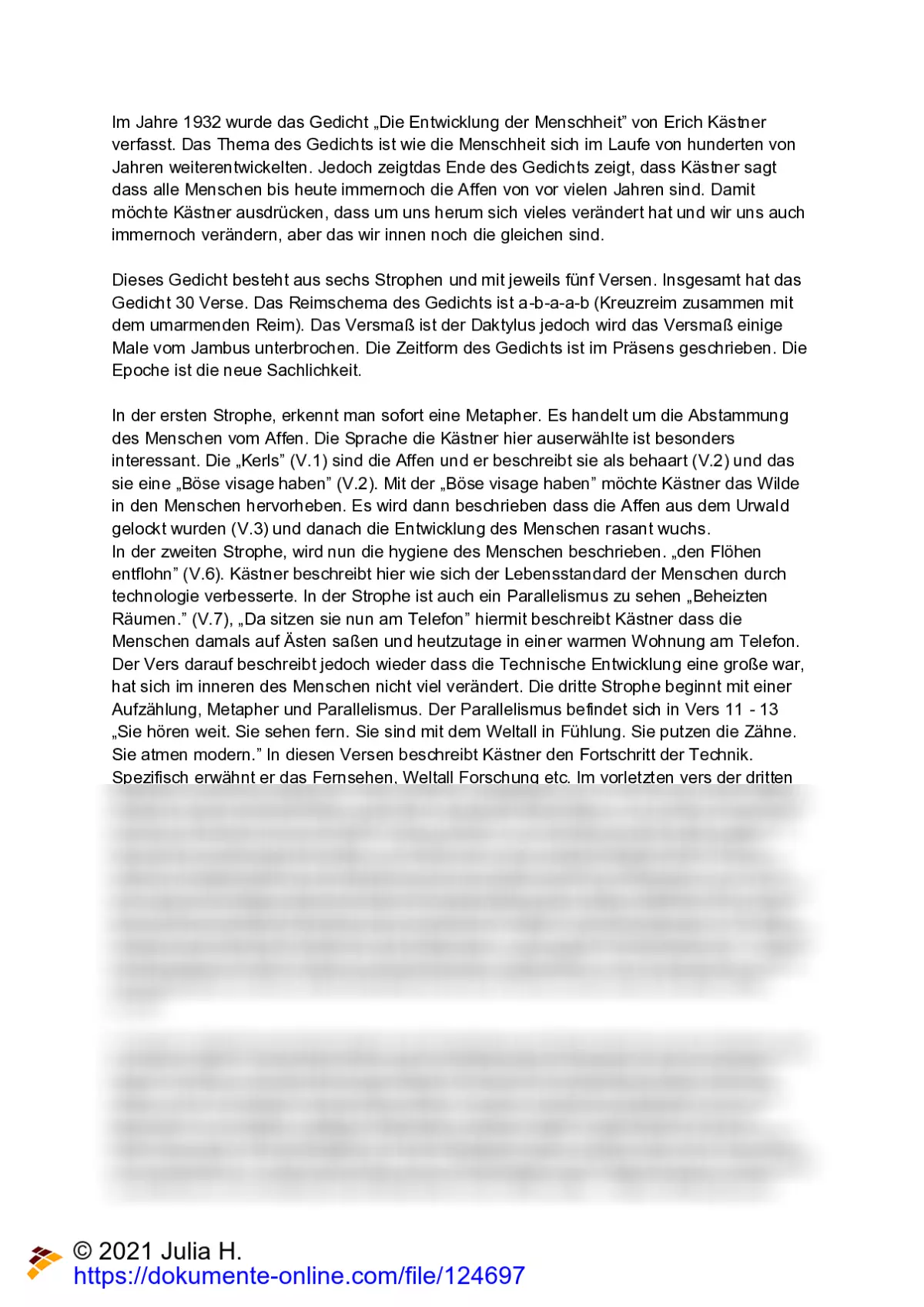 die entwicklung der menschheit von erich kästner