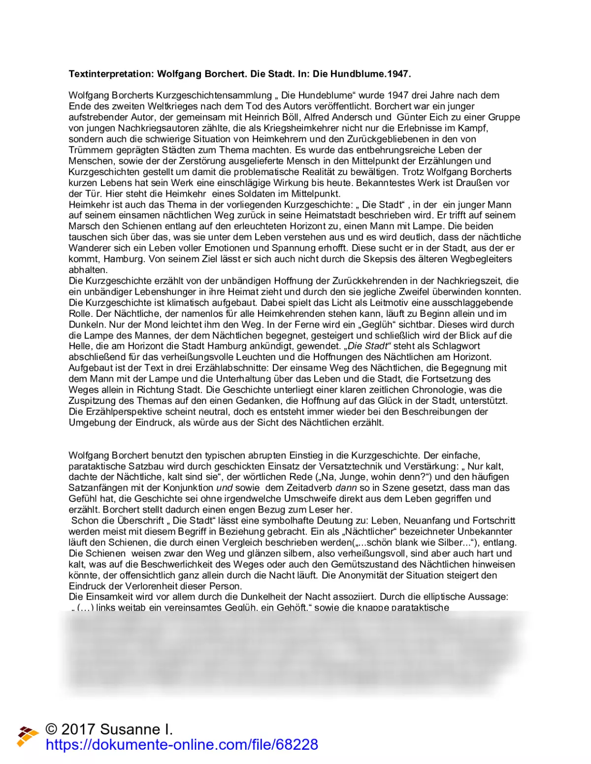 Wolfgang Borchert Die Kirschen Interpretation