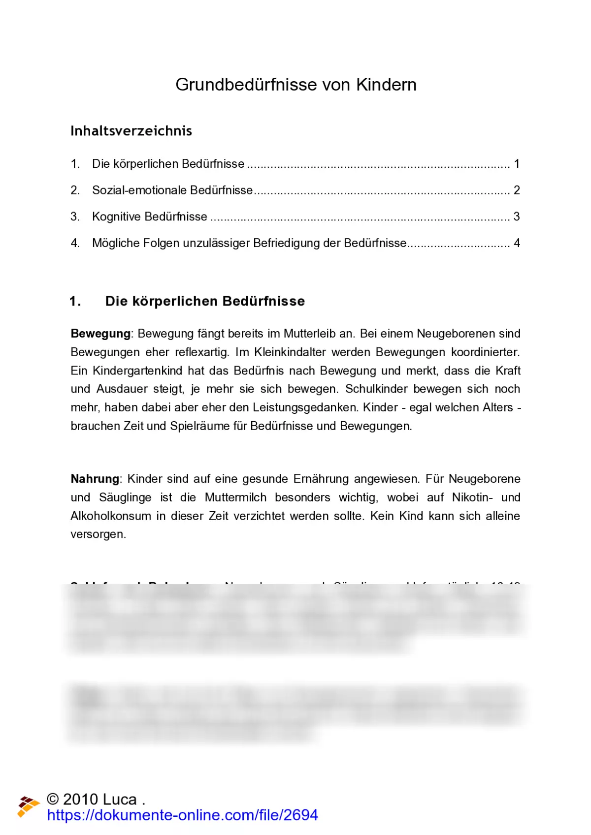 Entwicklungsstadien und Grundbedürfnisse von Kindern