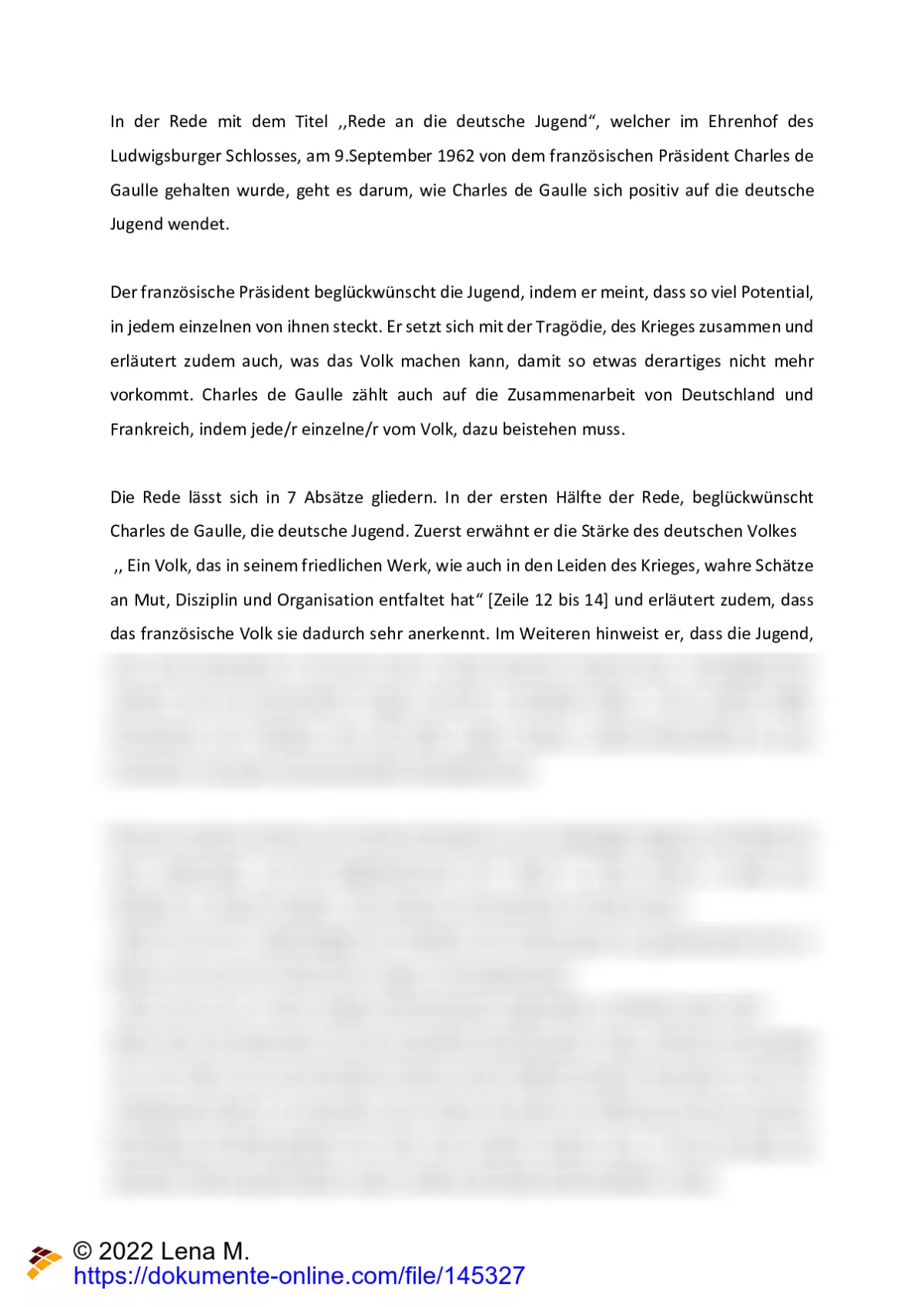 Analyse von Charles de Gaulles Rede, 1962: Appell an die Jugend