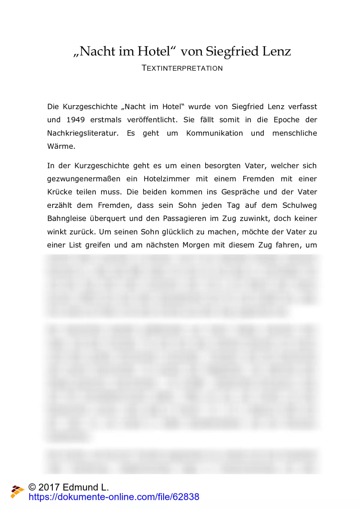 die nacht im hotel siegfried lenz