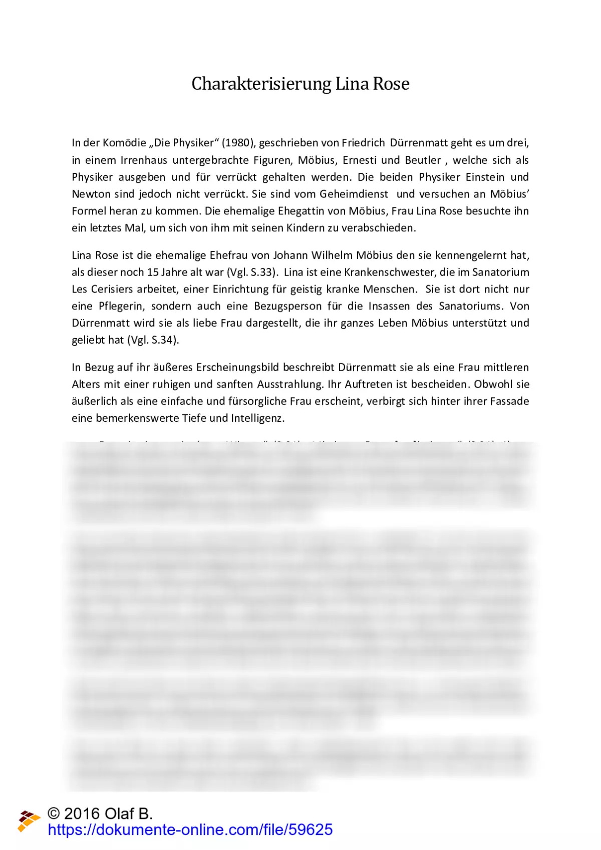 Charakterisierung Lina Rose - Die Physiker