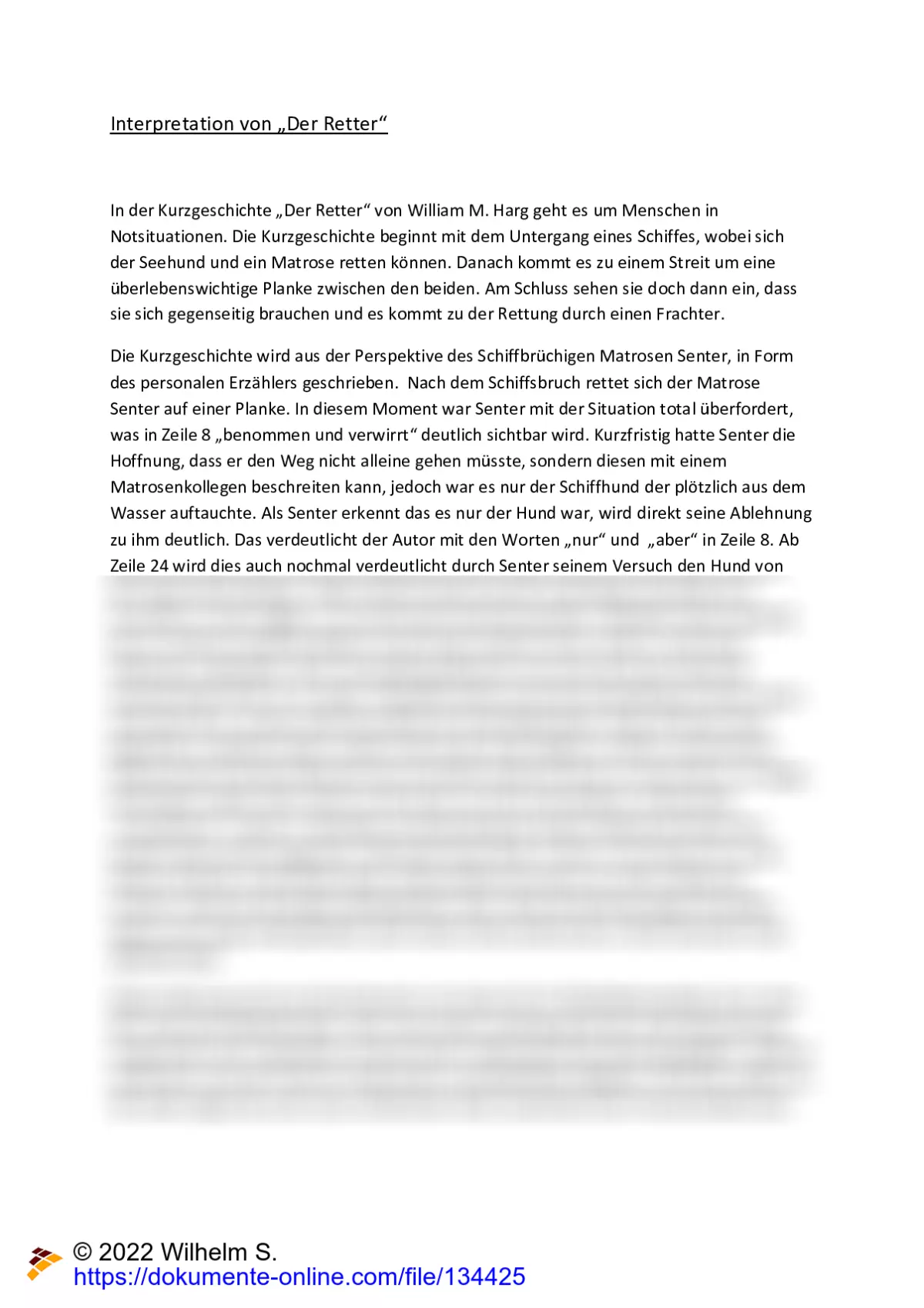 Inhaltsangabe Der Retter William M Harg