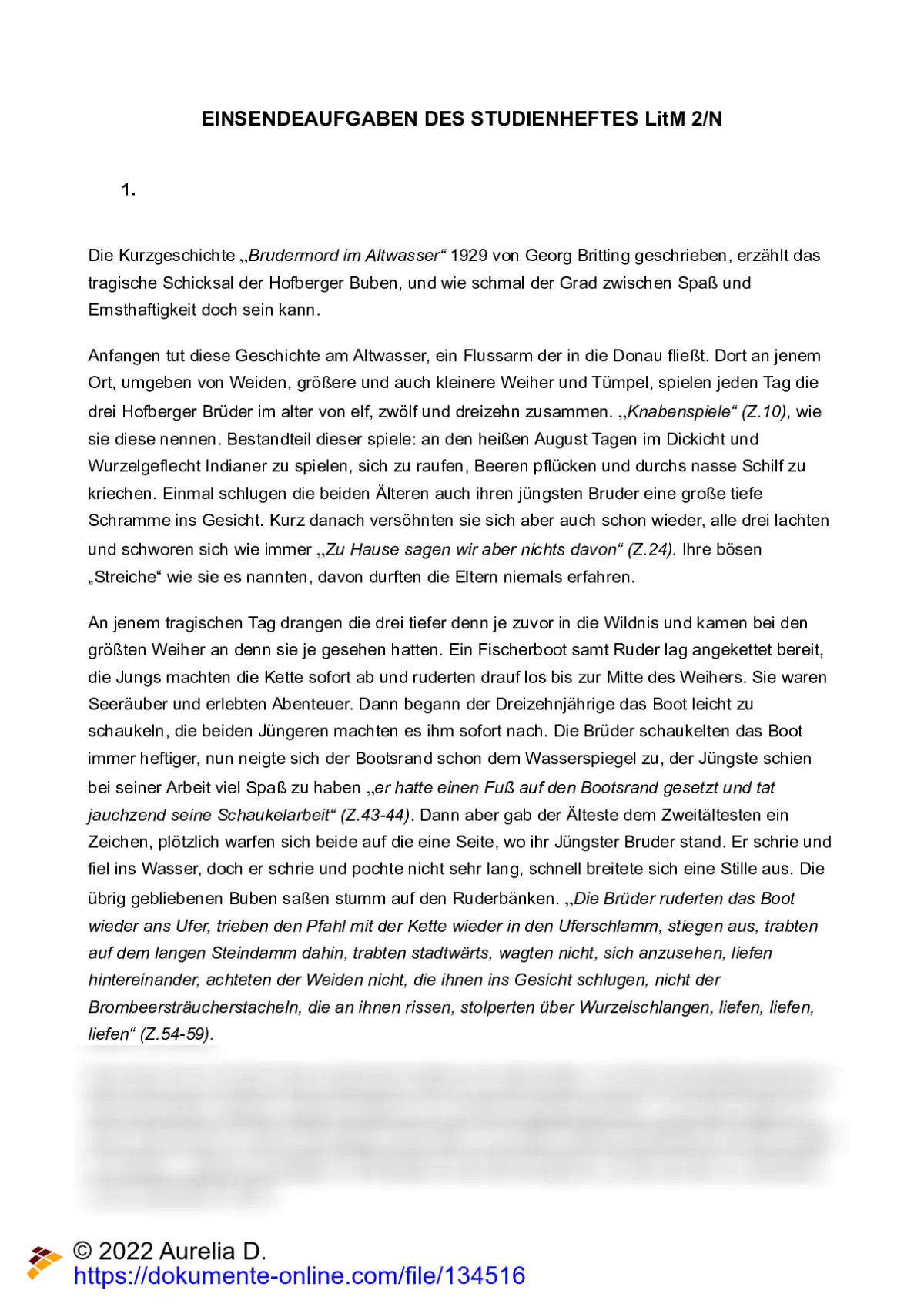 Analyse der Kurzgeschichte 