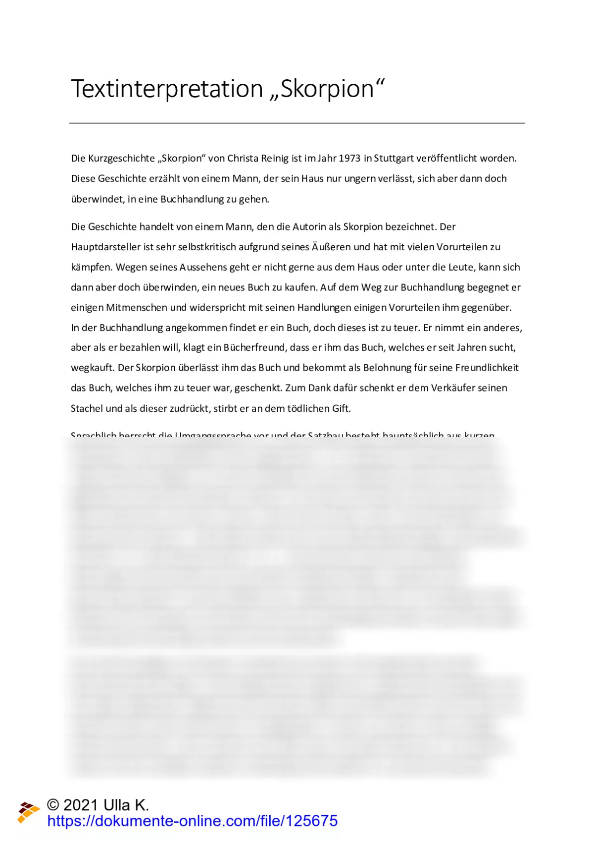 Interpretation der Kurzgeschichte 