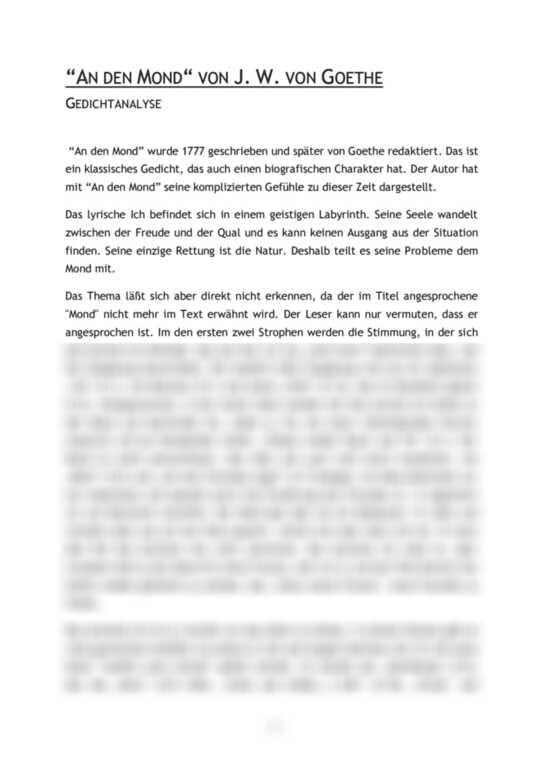 An Den Mond Analyse