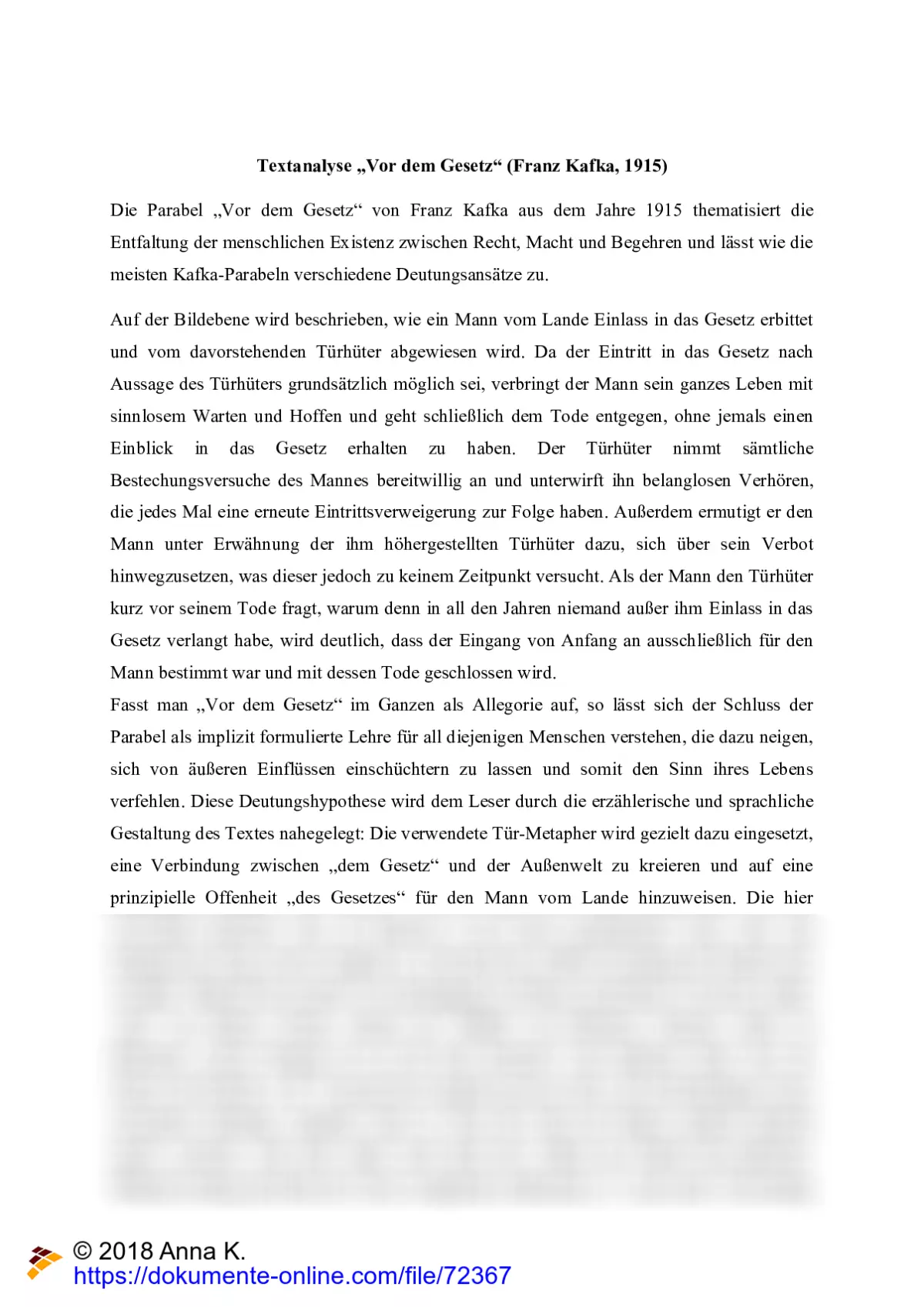 vor dem gesetz von franz kafka