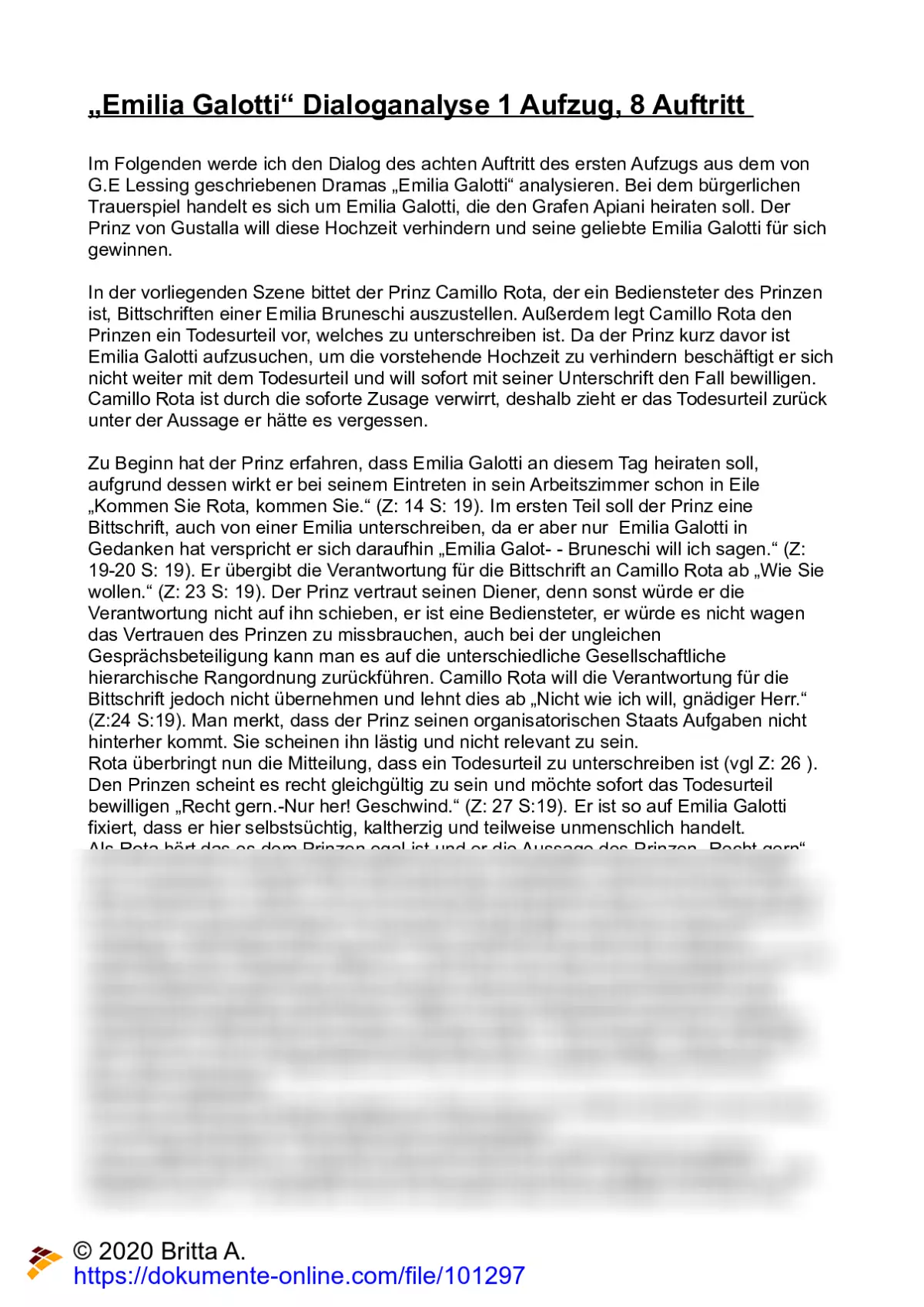 Emilia Galotti 3 Aufzug 8 Auftritt