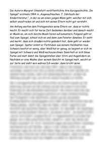 Textinterpretation Zur Kurzgeschichte Im Spiegel Von Margret Steenfatt