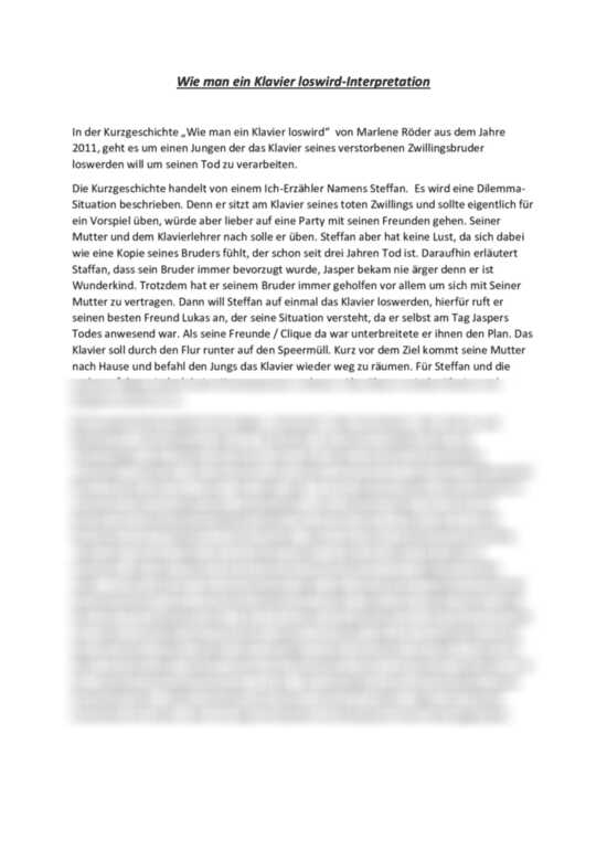 Interpretation: "Wie man ein Klavier loswird" von Marlene Röder