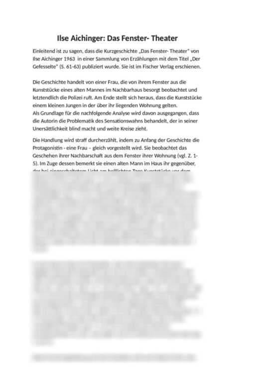 Das FensterTheater von Ilse Aichinger