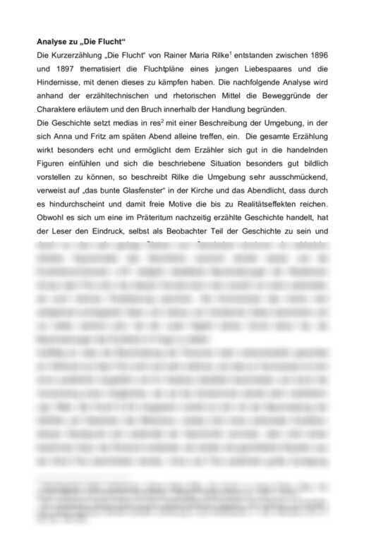 Analyse zu "Die Flucht" von Rainer Maria Rilke