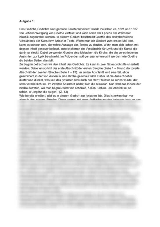 Goethe Gedichtanalyse Verstehen der Lyrik