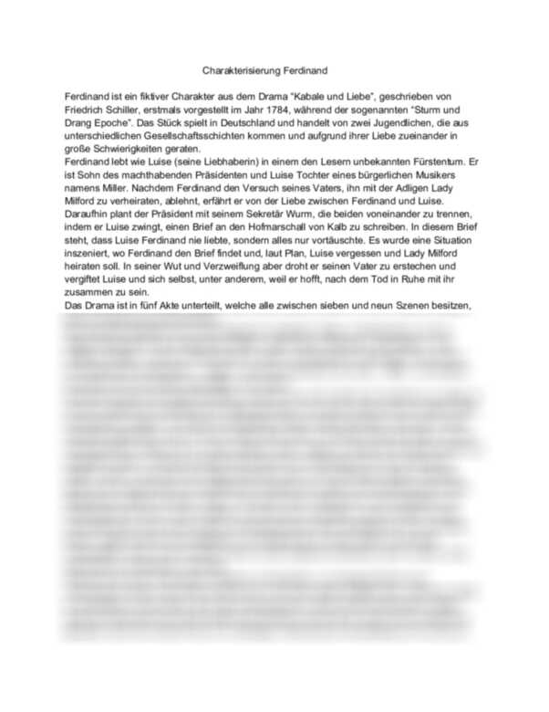 Charakterisierung Kabale Und Liebe Ferdinand