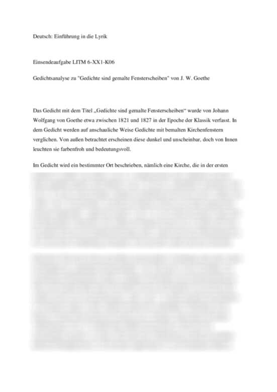 Goethe Gedichtsanalyse LITM6XX1K06 Lösung